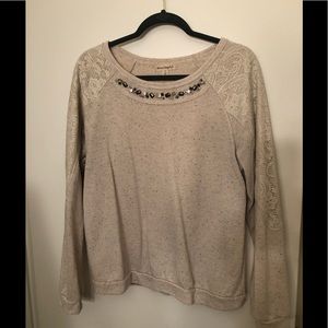 Sweater with lace and jewel detail